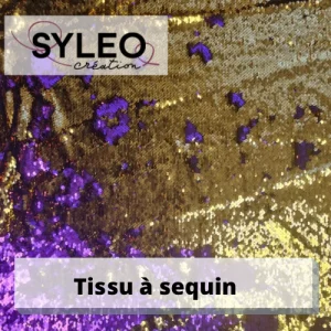 Tissu à sequin réversible violet/ or