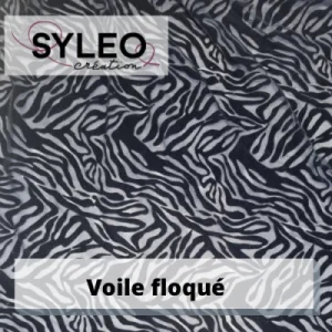 Tissu voile floqué flammé noir