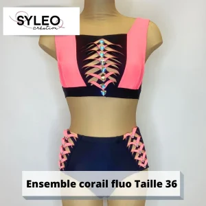 Tenue Pole dance - ensemble sport corail fluo