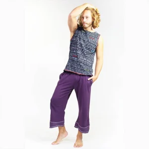 Tee shirt yoga homme Coton biologique - Mantra Tryambakam imprimé et brodé