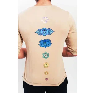 Tee shirt yoga homme coton premium extra doux Sept Chakras peints à la main
